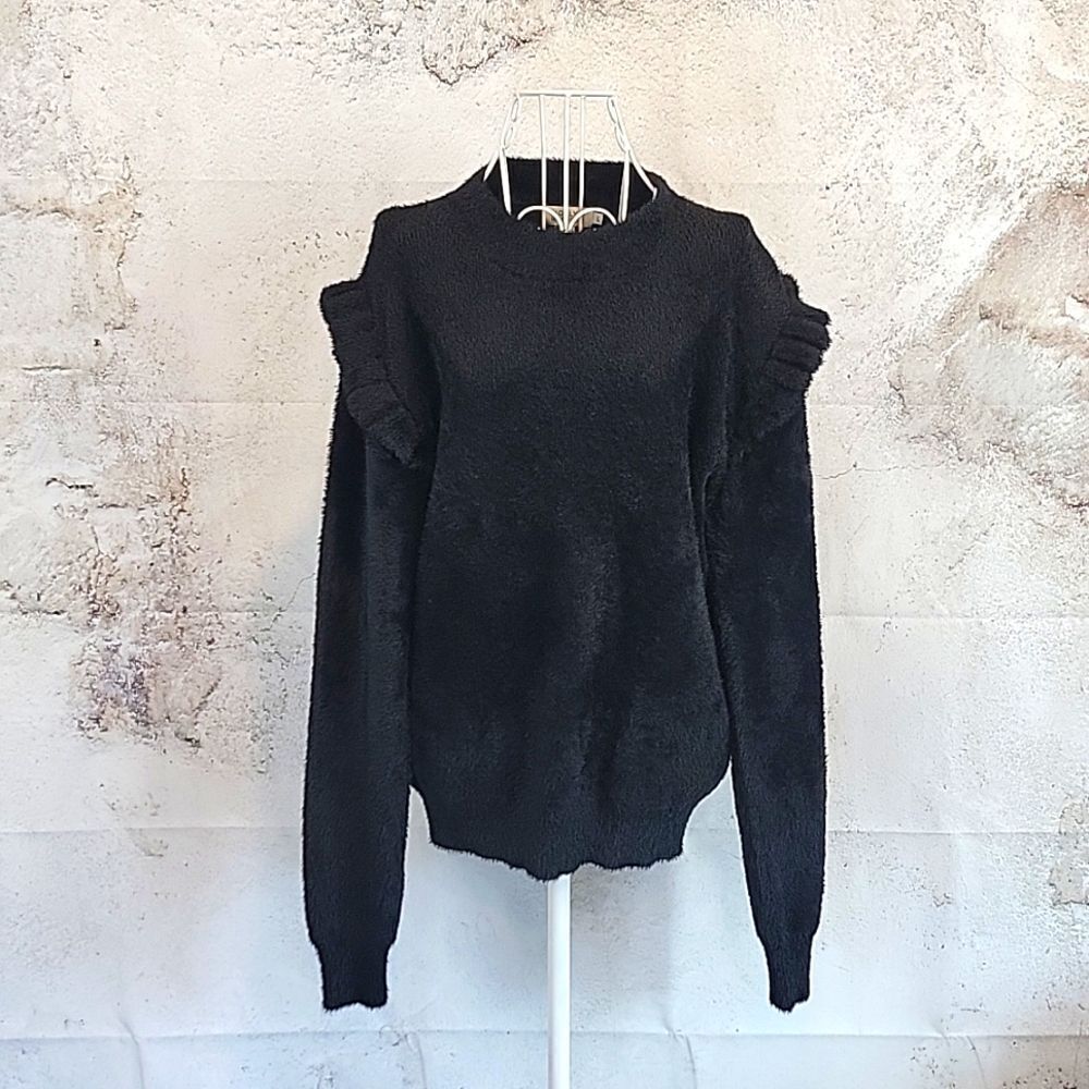 Molly Bracken teddy bear fleece black sweater Women's Size L